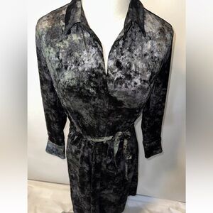 L’agence Addison Shirt Dress Black Crushed Velvet Medium i